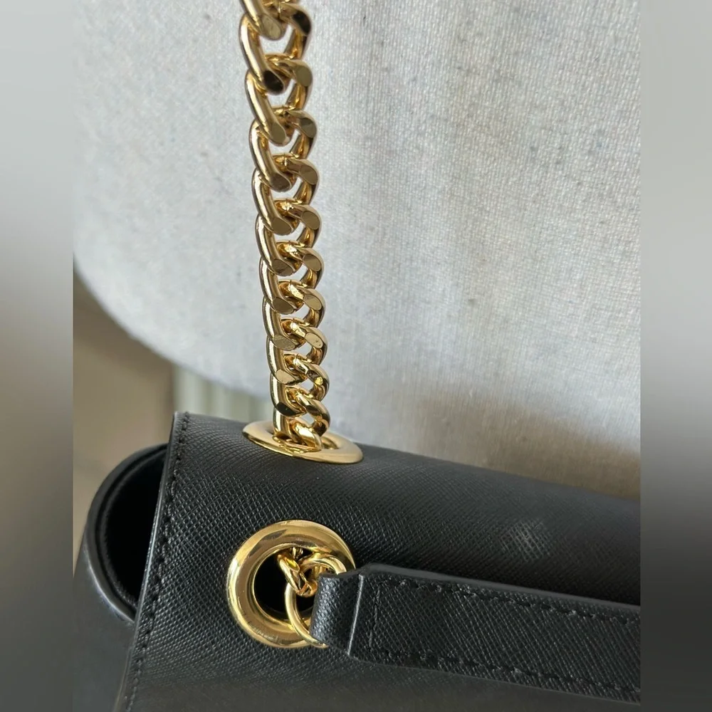 Michael Kors Black Crossbody Bag with Gold Chain